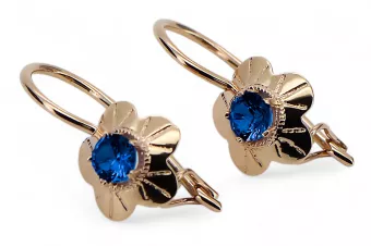 Oryginalny wyrób Vintage 14k z różowego złota Szafir Kolczyki Vintage vec028r